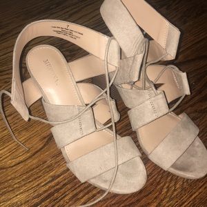 Strap up nude heels- worn once!